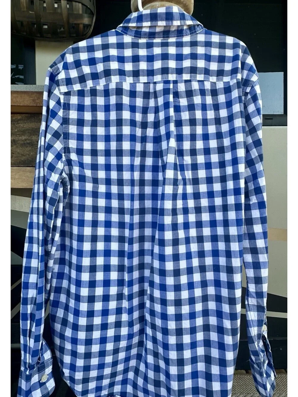Ralph Lauren Boys Blue/White Check Button-Up Long Sleeve Shirt 14-16 Logo